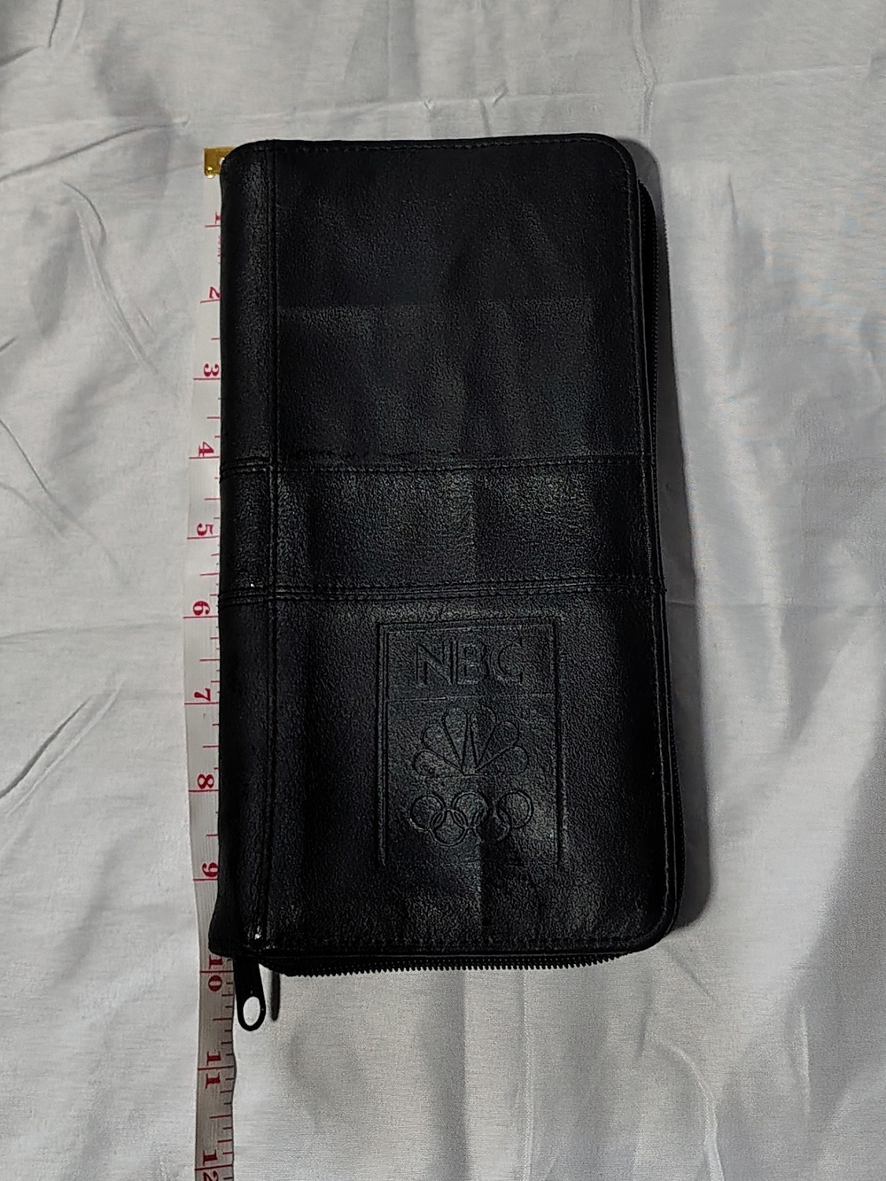 Rare Vintage NBC 2016 Olympics Black Zippered Leather Travel Organizer Wallet